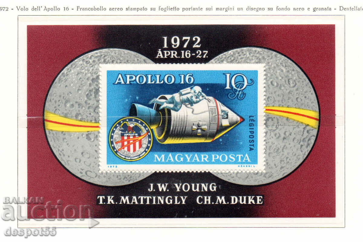 1972. Hungary. Apollo 16. Block.