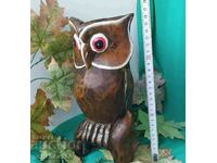 Vintage hand carved wood owl figure