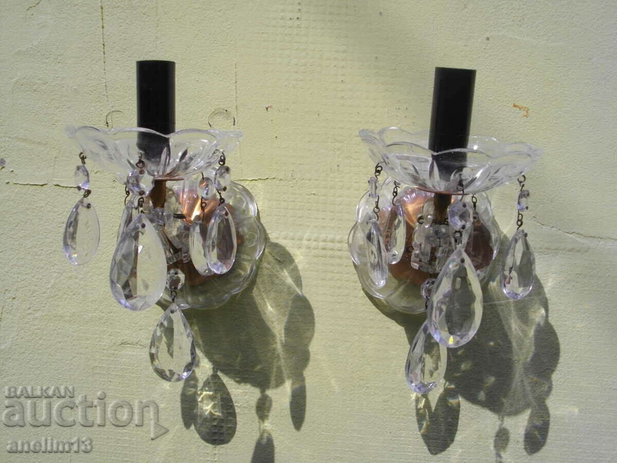 Auction OLD CRYSTAL LAMPS FOR WALL SQUARES Auction OLD CRYSTAL LAMPS FOR WALL SQUARES
