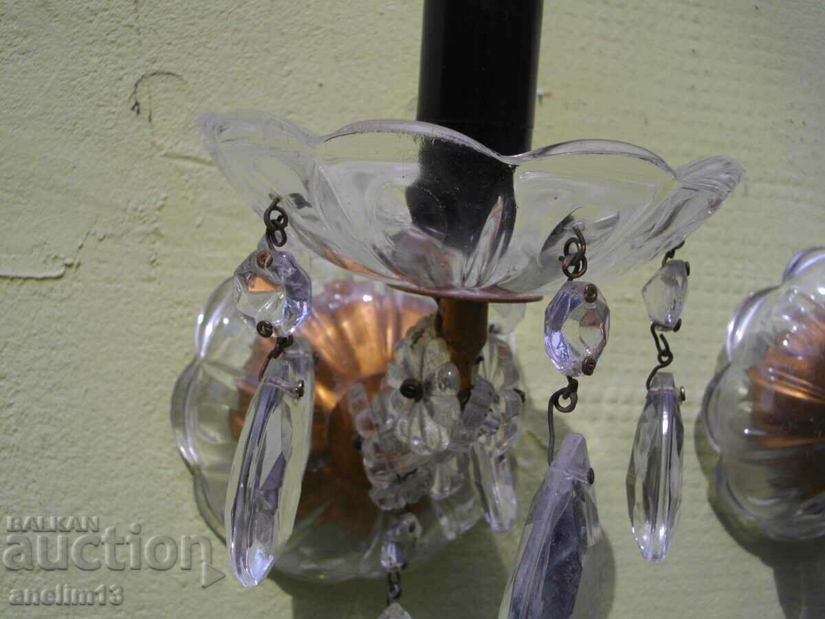 OLD CRYSTAL LAMPS FOR WALL SQUARES - 5 OLD CRYSTAL LAMPS FOR WALL SQUARES - 5