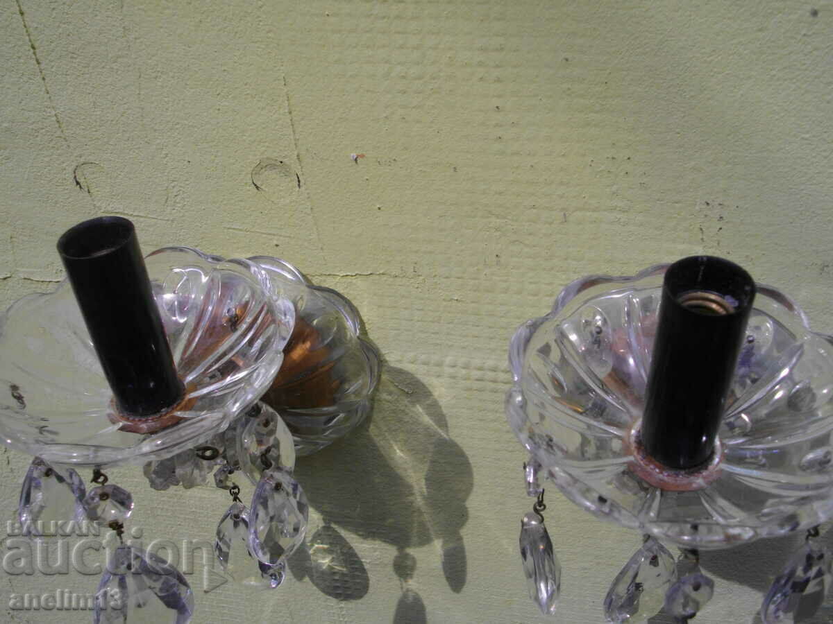 OLD CRYSTAL LAMPS FOR WALL SQUARES - 6 OLD CRYSTAL LAMPS FOR WALL SQUARES - 6