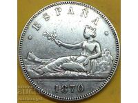 Spania 5 pesetas 1870 Thaler 24.83g 37mm argint