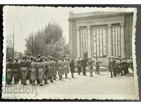3533 Kingdom of Bulgaria members of the National Defense in front of a monument