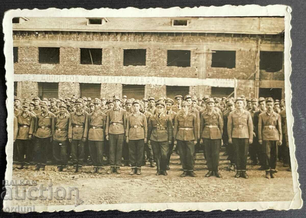 3535 Bulgaria construction troops in tanker uniforms 1949