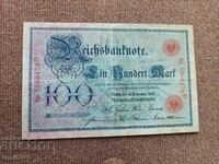 Германия 100 марки 1905 - малък номер 24мм