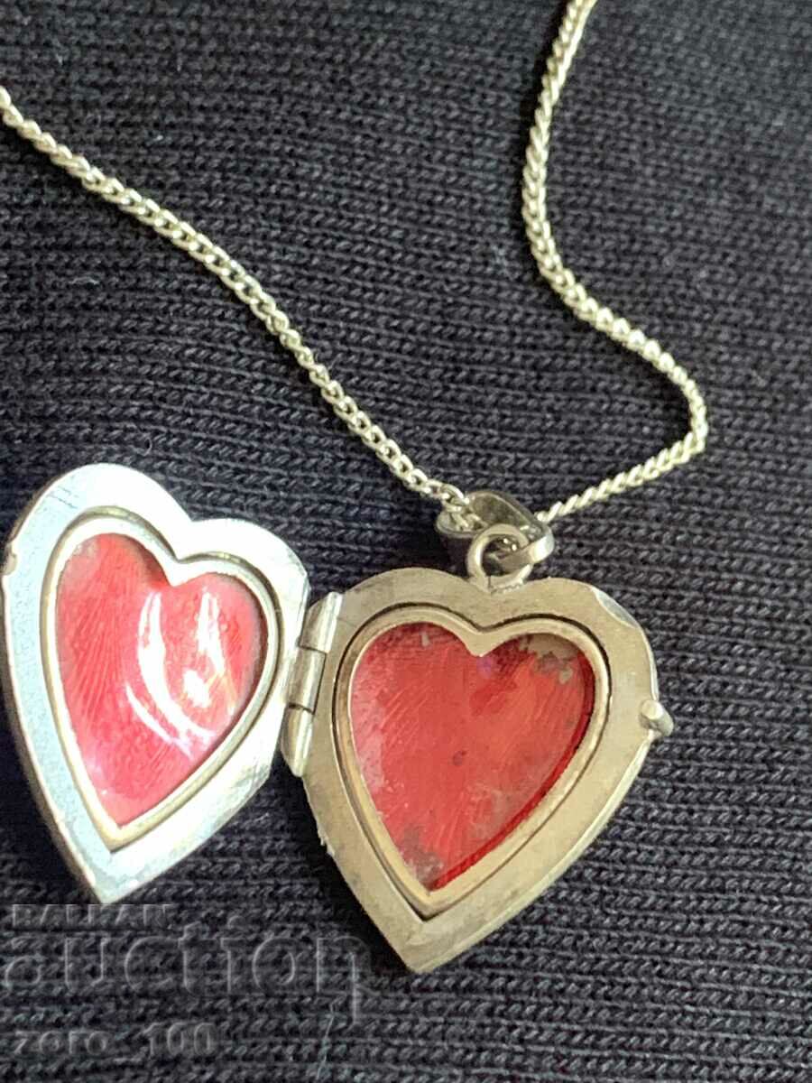Silver heart necklace, vintage