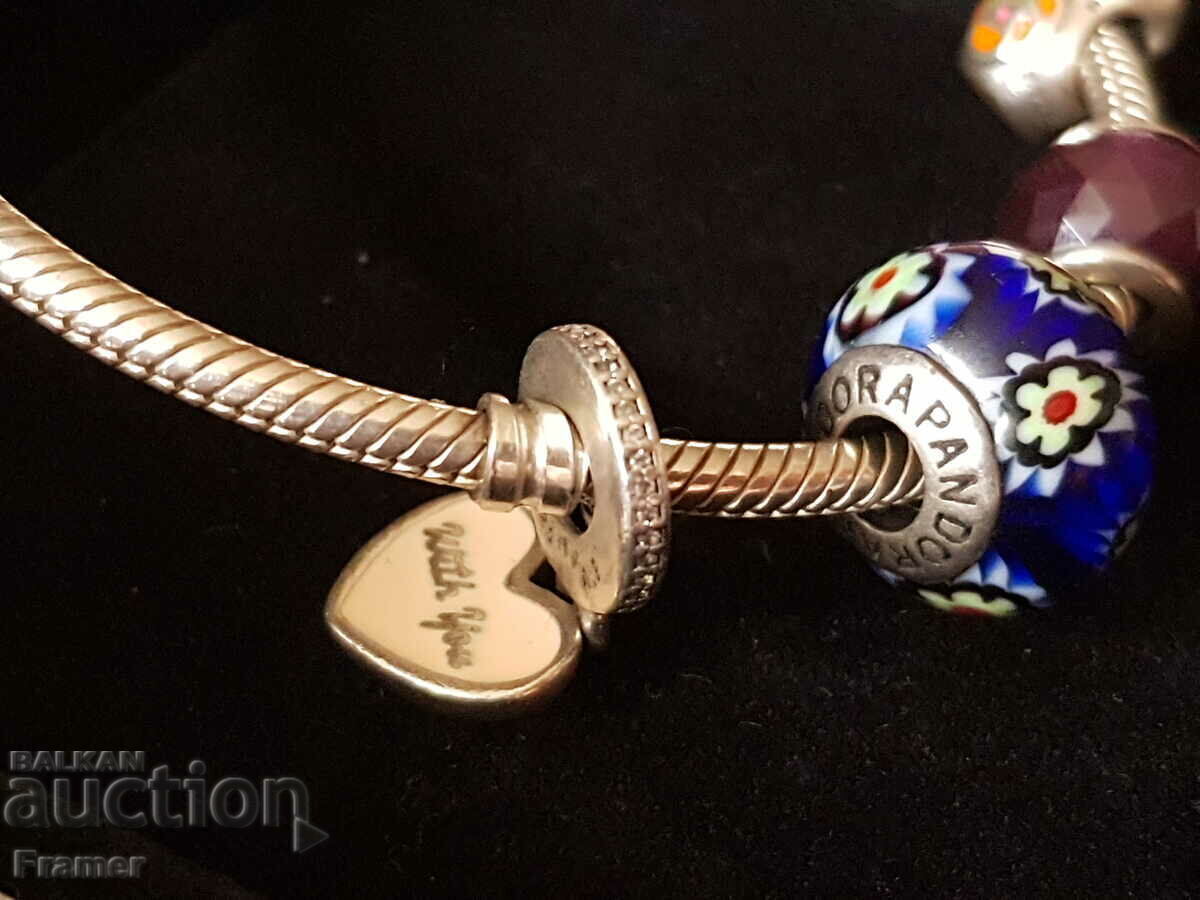 ORIGINAL PANDORA silver bracelet with 5 charms - 6 ORIGINAL PANDORA silver bracelet with 5 charms - 6