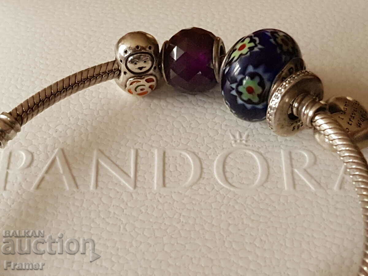 ORIGINAL PANDORA silver bracelet with 5 charms - 7 ORIGINAL PANDORA silver bracelet with 5 charms - 7