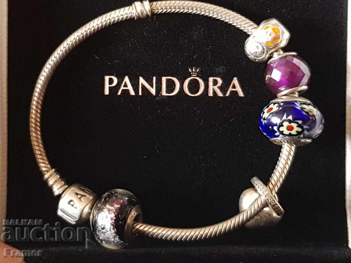 ORIGINAL PANDORA silver bracelet with 5 charms ORIGINAL PANDORA silver bracelet with 5 charms