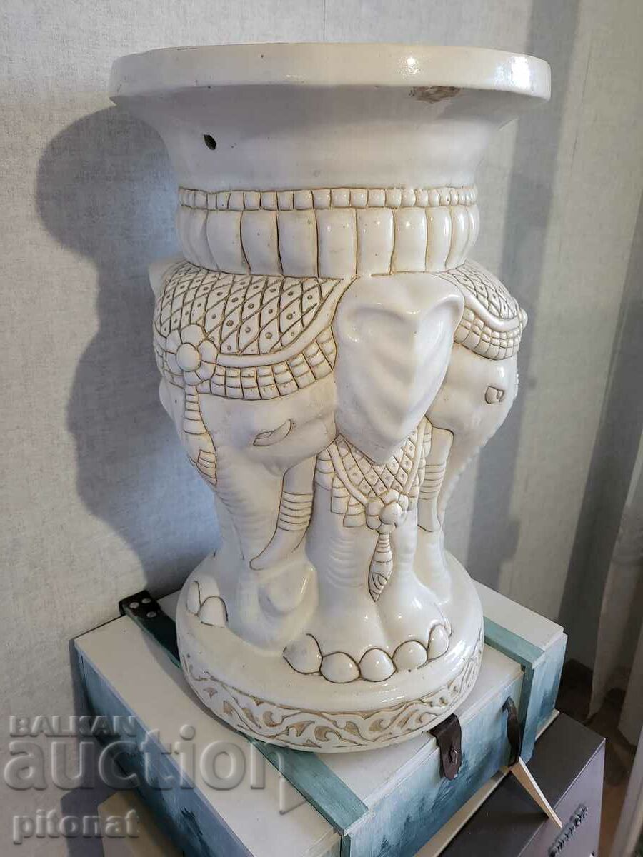 Auction Porcelain table stand three elephants Auction Porcelain table stand three elephants