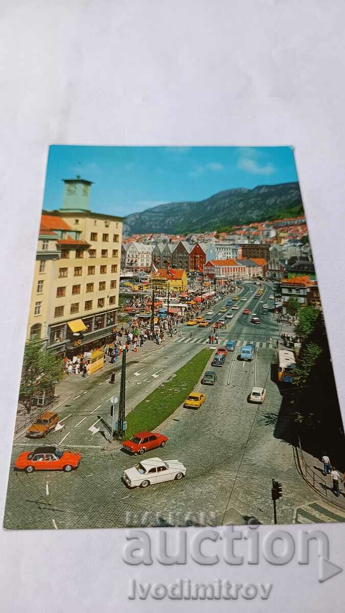 Bergen View Towards the Market Place 1982 postcard