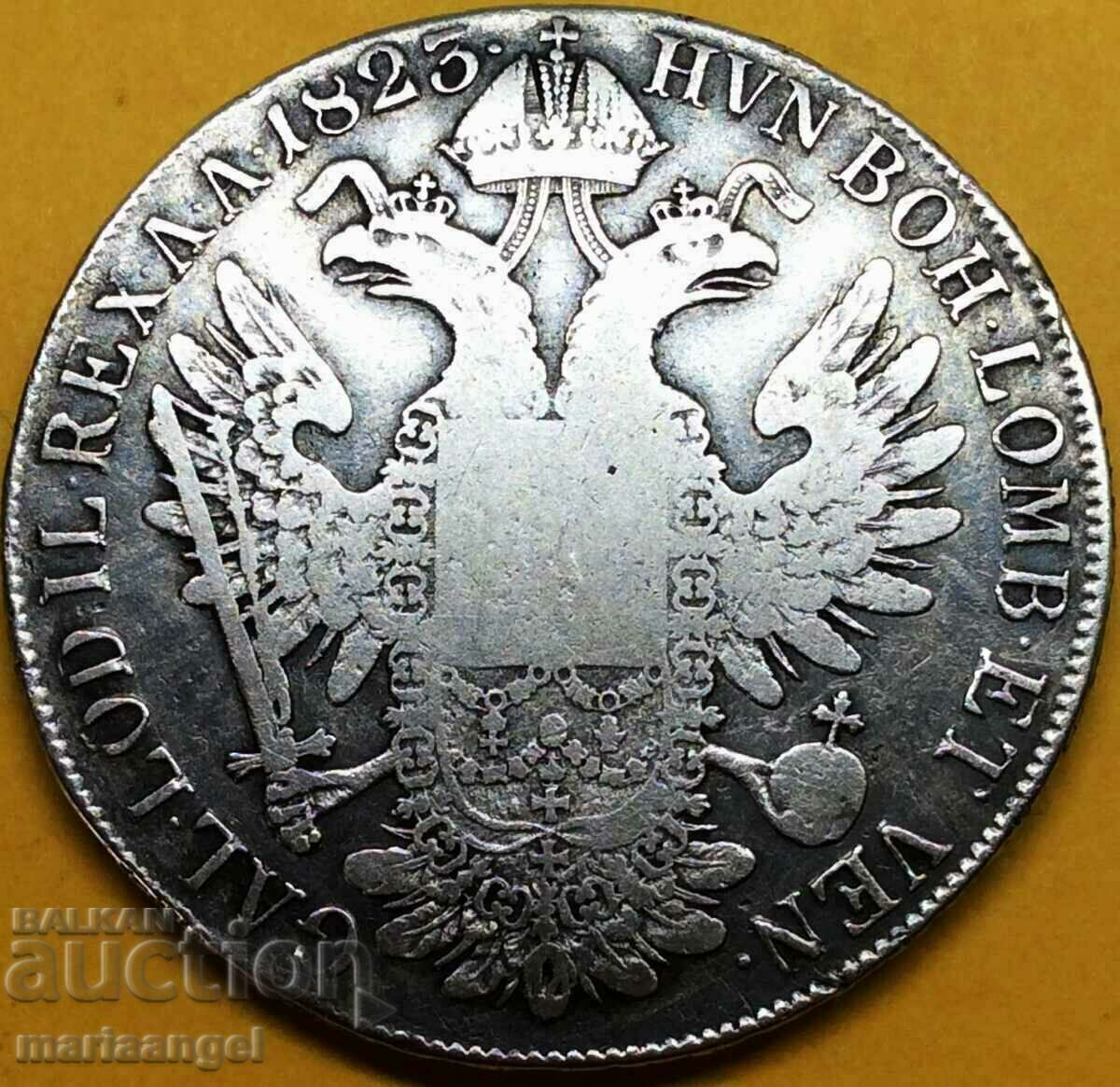 Thaler 1823 Austria Francisc I A - Viena 27,47g Patină argint