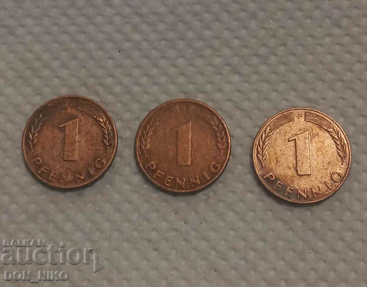 Pfenning 1950 three issues with Letters: D.J,F - 6 Pfenning 1950 three issues with Letters: D.J,F - 6