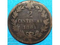 2 centesimi 1861 Italia M - Milano
