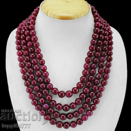 1069.00 carat four-tiered ruby corundum necklace