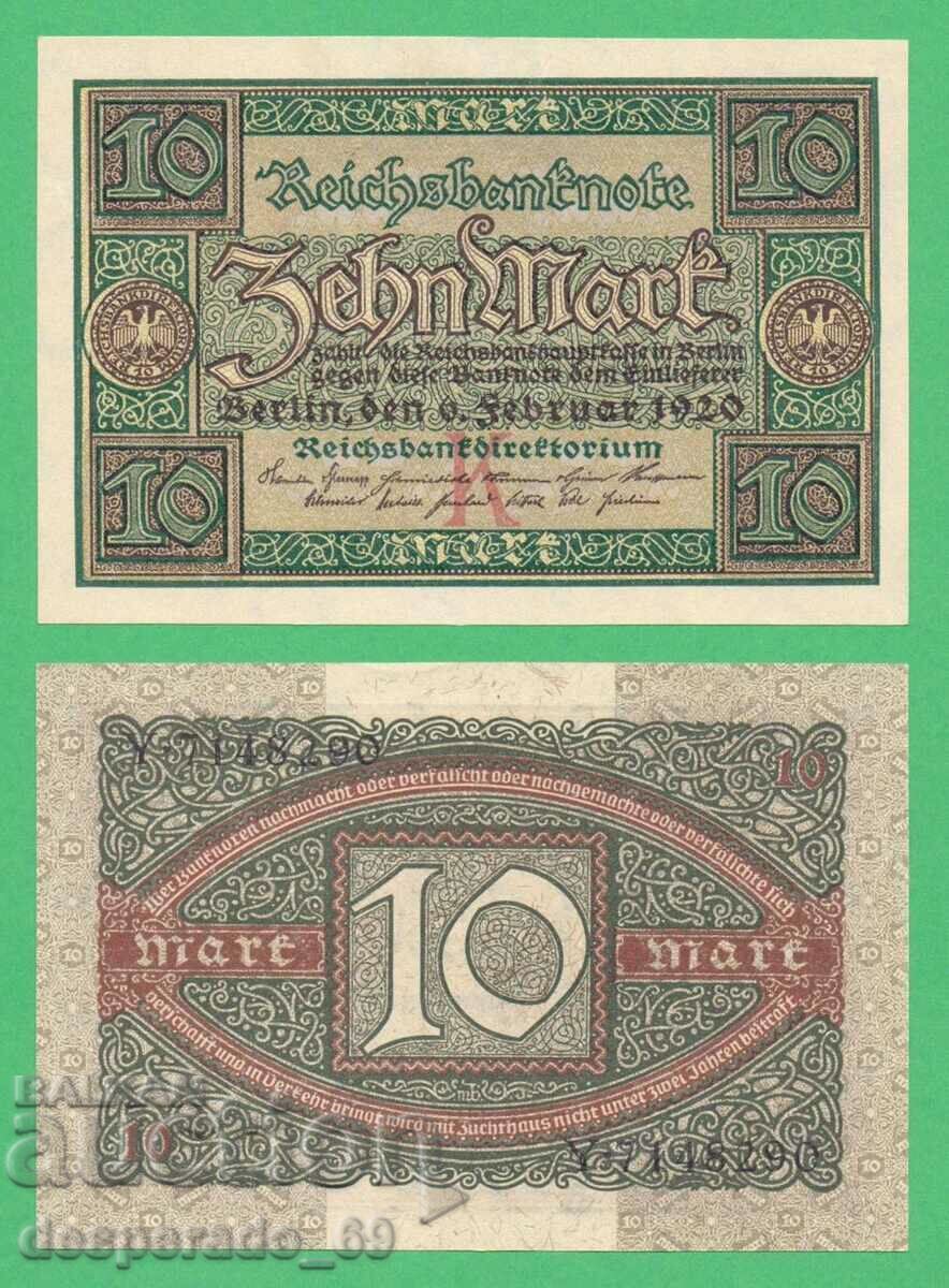 (¯` '• .¸GERMANY 10 marks 1920 UNC¸. •' ´¯)