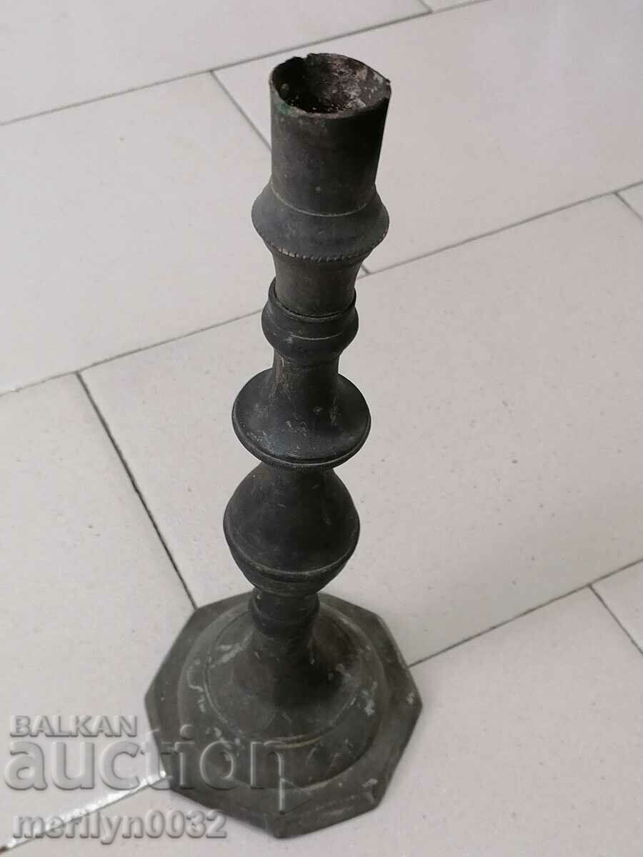 Auction  Old bronze candlestick, decor, candelabra, lamp, candle, lantern