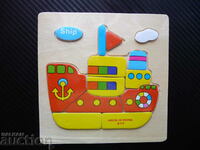 Wooden puzzle ship for the smallest toy steamer anchor sea