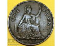 Great Britain 1 Penny 1939 George VI 30mm Bronze
