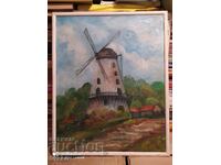 Painting windmill oil canvas