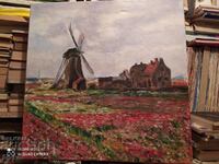 Painting windmill oil canvas