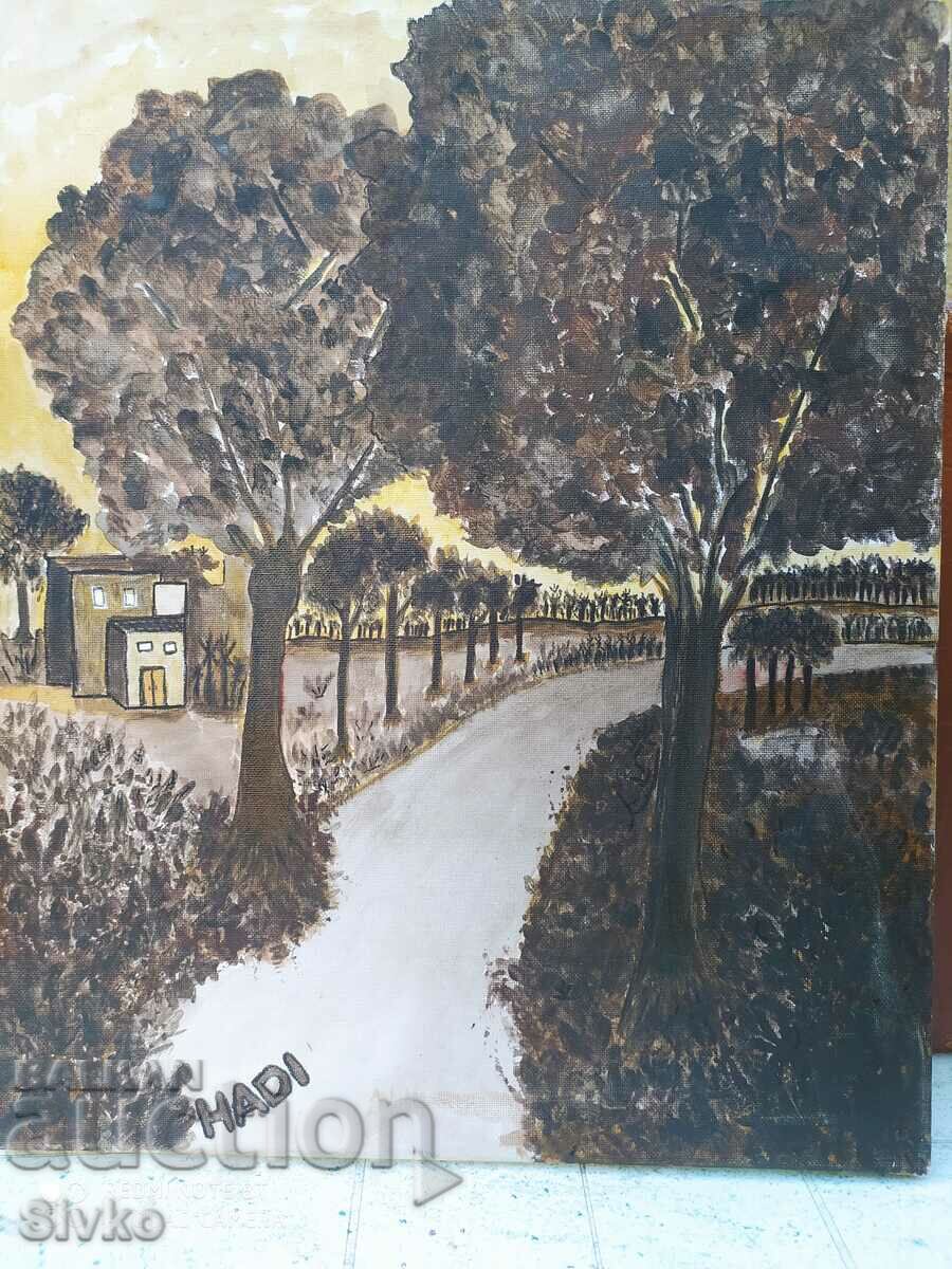 Oil painting, canvas, path