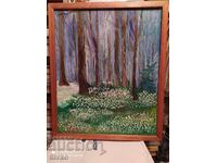 Painting oil canvas forest meadow