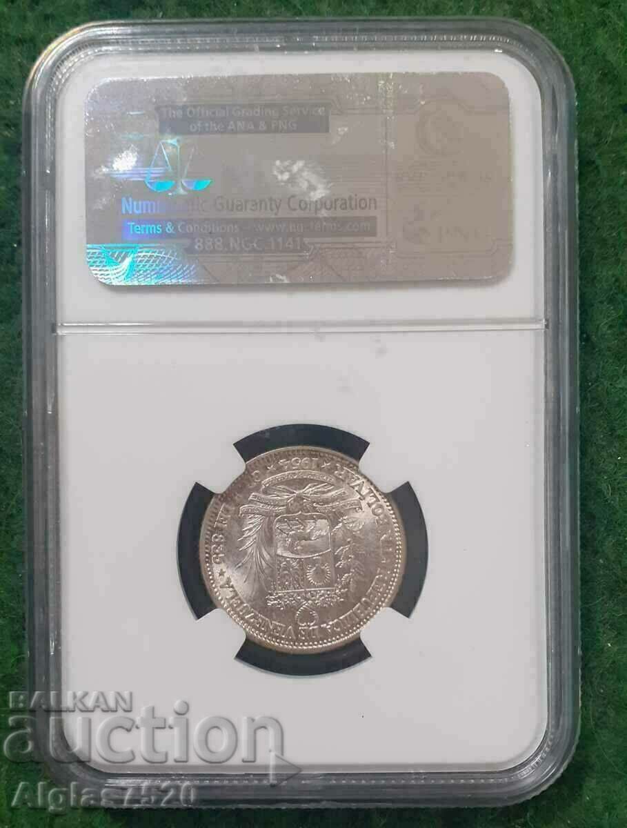 1 bolivar/silver, Venezuela/1954.MS 65 with price 230.00 BGN | € 117.60 1 bolivar/silver, Venezuela/1954.MS 65 with price 230.00 BGN | € 117.60