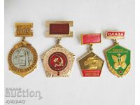 Lot of 4 old Russian Sots badges signs awards medals USSR