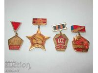 Лот от 4 стари СССР Руски Соц значки знаци отличия медали