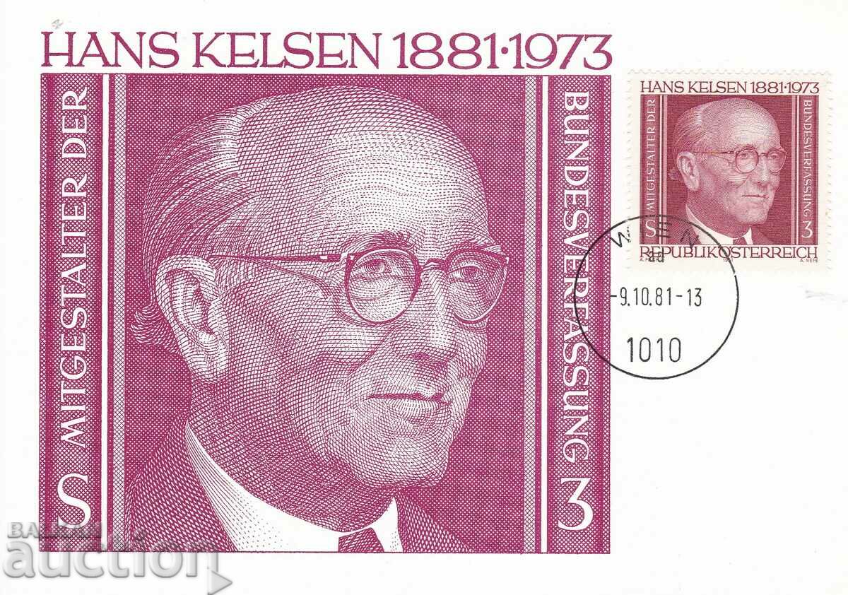 Χάρτης μέγιστο 1981 Αυστρία Χανς Κέλσεν φιλόσοφος
