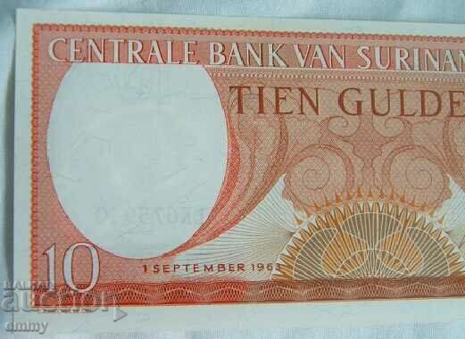 Suriname banknote, 10 guilders, 1963. with price 4.50 BGN | € 2.30 Suriname banknote, 10 guilders, 1963. with price 4.50 BGN | € 2.30