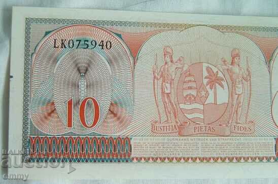 Suriname banknote, 10 guilders, 1963. - 5 Suriname banknote, 10 guilders, 1963. - 5