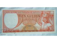 Банкнота Суринам , 10 гулдена, 1963 год.