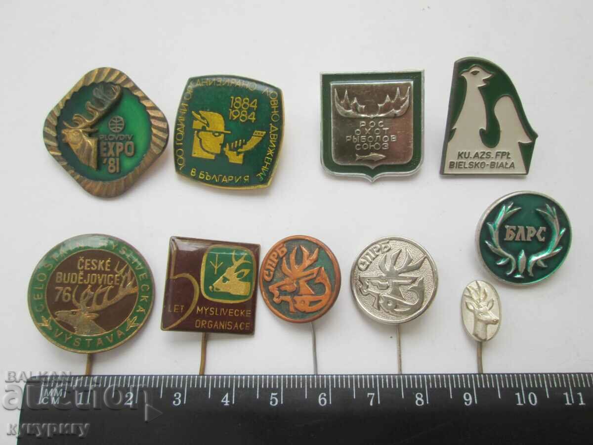 Lot of 10 old hunting hunting Soc badges signs - 6 Lot of 10 old hunting hunting Soc badges signs - 6