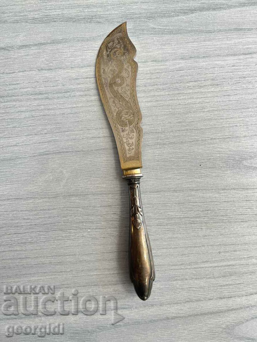Old silver plated cake knife. #4117
