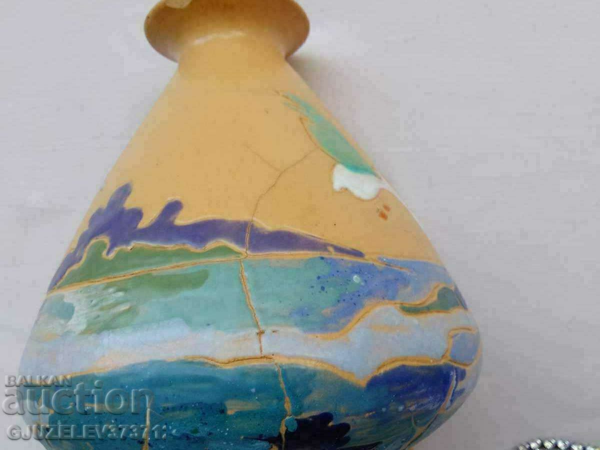 Auction Majolica vase signed by the author - 1930 Auction Majolica vase signed by the author - 1930