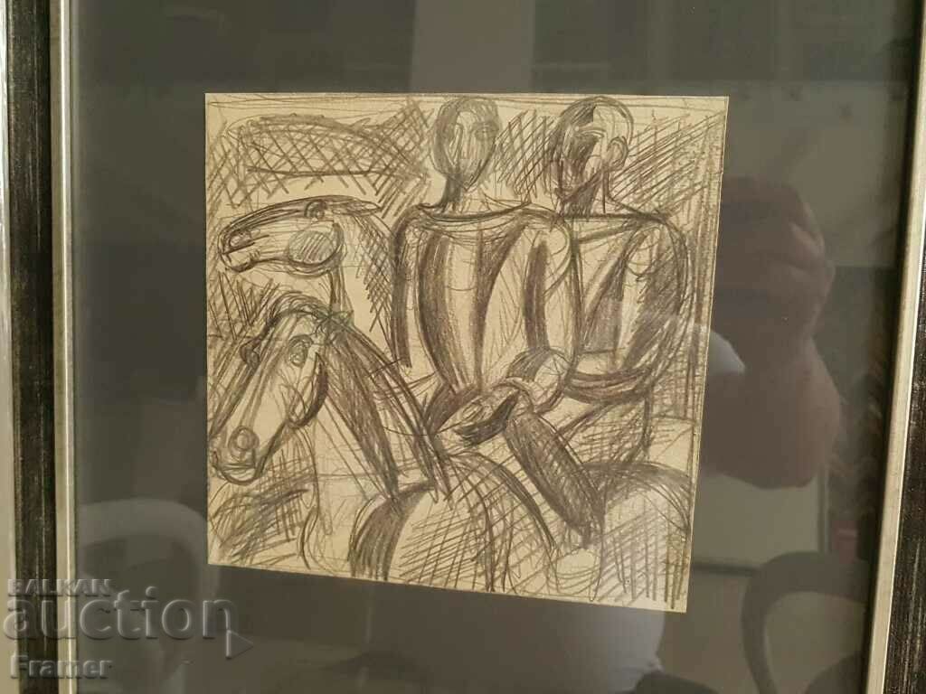 Delivery of Atanas Yaranov 1940-1988 Horsemen Original drawing 1980s Delivery of Atanas Yaranov 1940-1988 Horsemen Original drawing 1980s