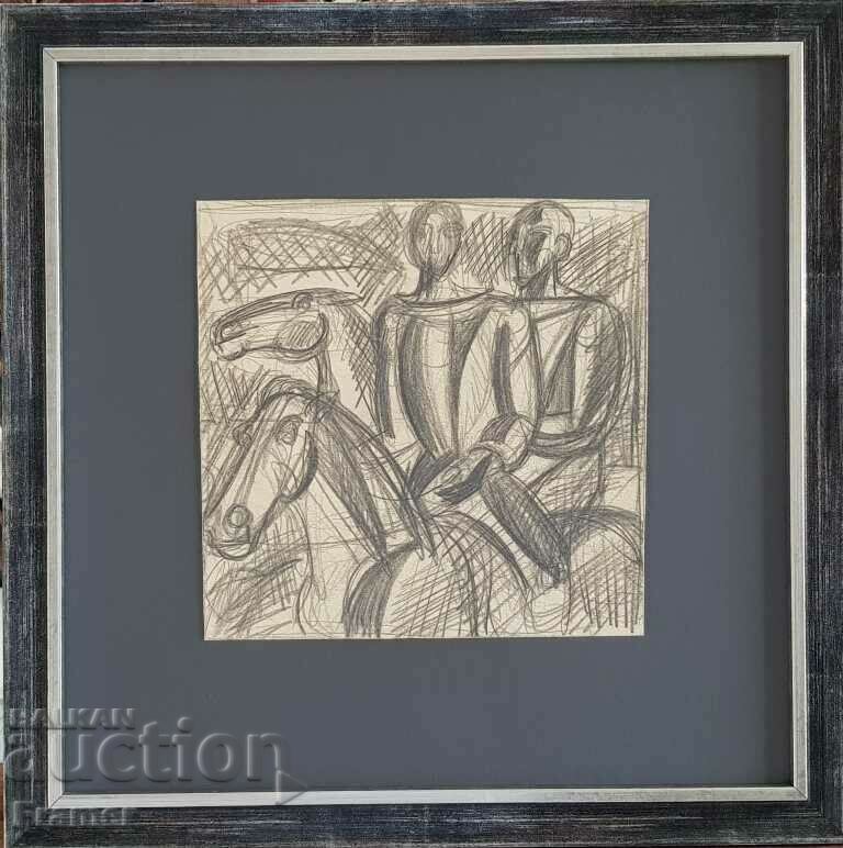 Atanas Yaranov 1940-1988 Horsemen Original drawing 1980s