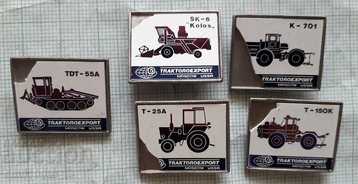 Set of badges Tractors and other agricultural machines USSR - 6 Set of badges Tractors and other agricultural machines USSR - 6