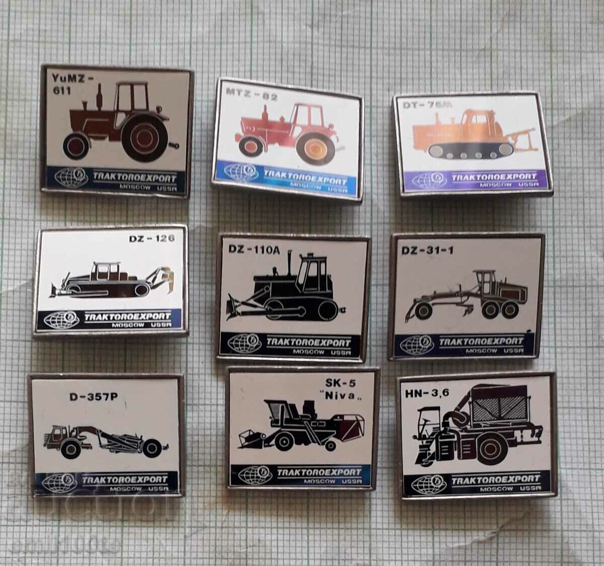 Set of badges Tractors and other agricultural machines USSR