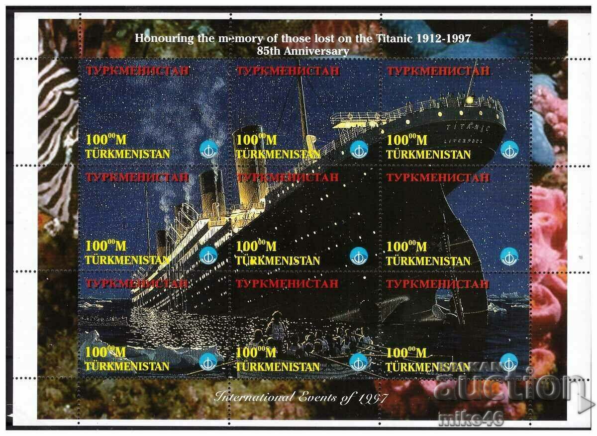 TURKMENISTAN 1997 Titanic Clean sheet Cenusareasa