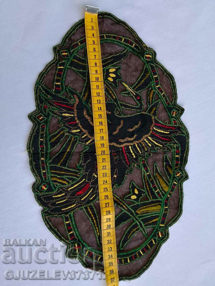 Old table cloth hand embroidery golden silk - 5 Old table cloth hand embroidery golden silk - 5