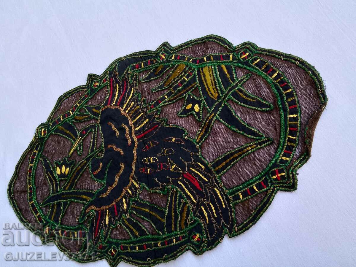 Old table cloth hand embroidery golden silk - 6 Old table cloth hand embroidery golden silk - 6