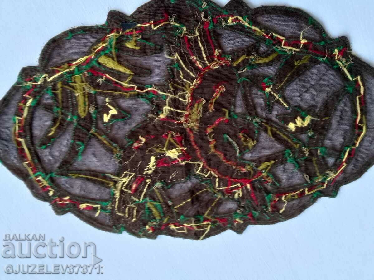 Old table cloth hand embroidery golden silk - 7 Old table cloth hand embroidery golden silk - 7