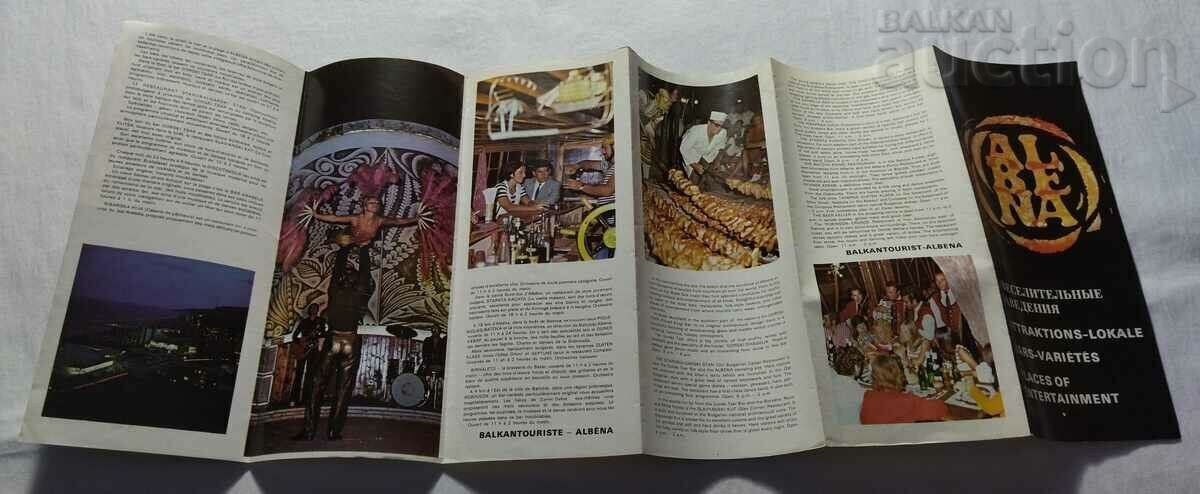 ALBENA ENTERTAINMENT FACILITIES BROCHURE FOR FOREIGNERS 197.. with price 5.00 BGN | € 2.56 ALBENA ENTERTAINMENT FACILITIES BROCHURE FOR FOREIGNERS 197.. with price 5.00 BGN | € 2.56