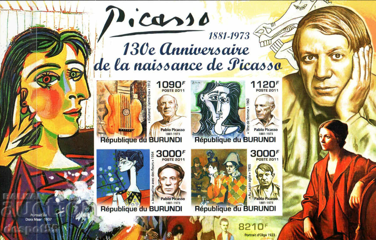 2011 Burundi. Personalități - 130 de ani de la nașterea lui Picasso. bloc