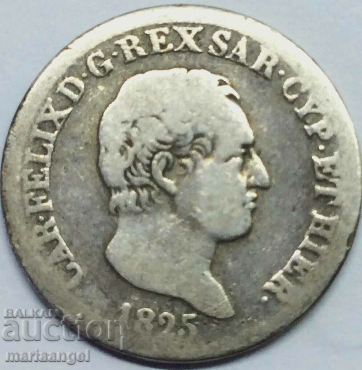 50 centesimi 1825 Italia Carlo Felice argint rar