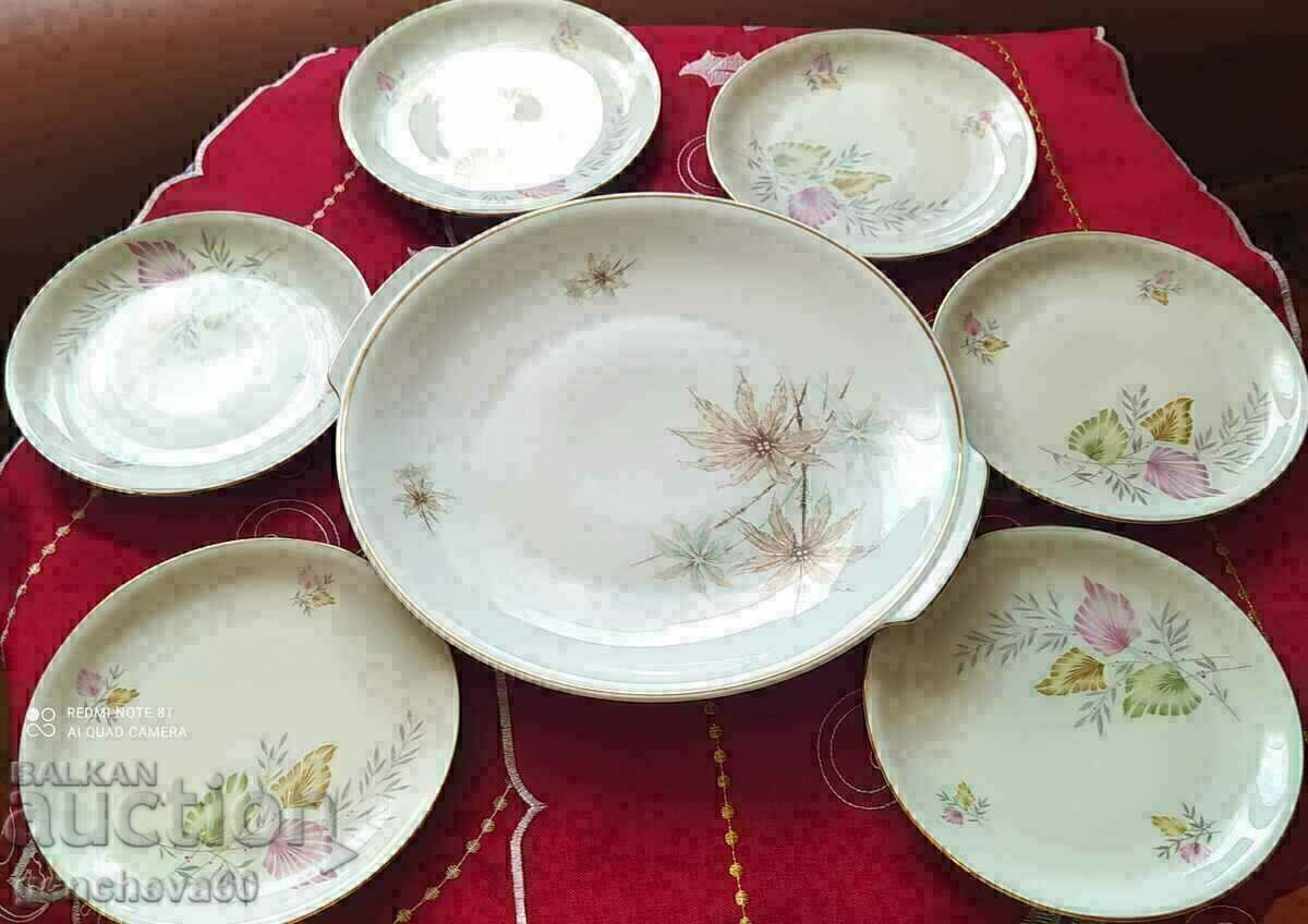 Serviciu de tort BAVARIA porțelan, margine aurie - 5