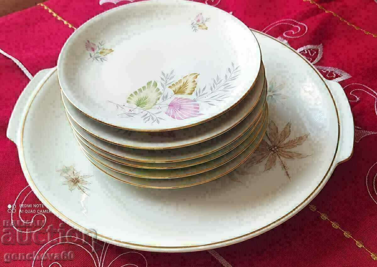 Serviciu de tort BAVARIA porțelan, margine aurie - 7